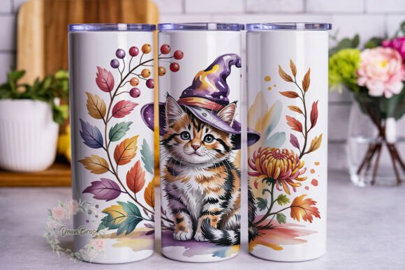 Autumn Kitten Witch 20oz Tumbler Wrap