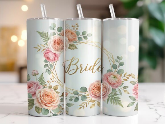 Bridal 20 Oz Skinny Tumbler Wrap PNG Review