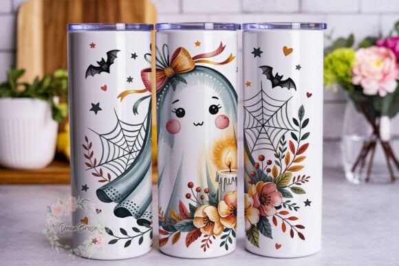 Cute Ghost Autumn Floral 20oz Wrap