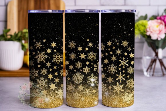 Golden Snowflakes Glitter 20oz Tumbler