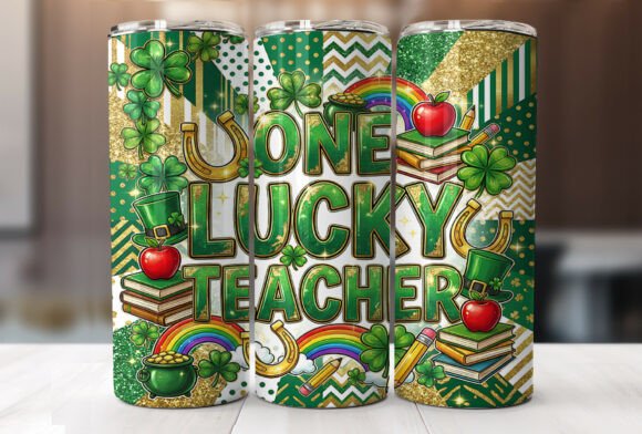 One Lucky Teacher 20oz Tumbler Wrap PNG Review