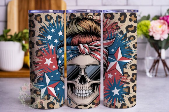 Patriotic Skull Messy Bun Tumbler Wrap Review