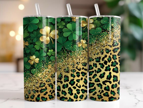 Shamrock Leopard Gold Glitter Tumbler Review
