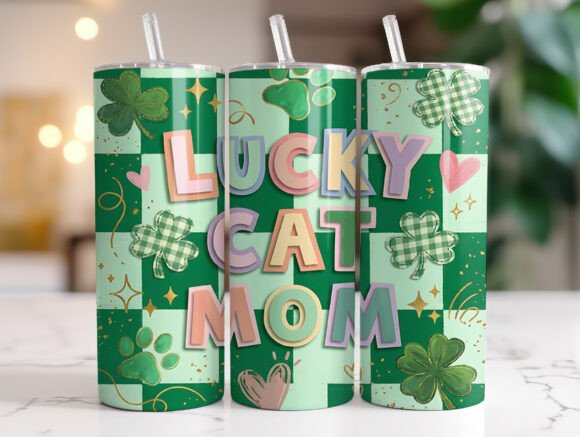 St Patricks Day Cat Mom Tumbler Wrap PNG Review