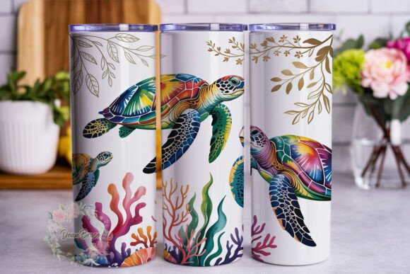Watercolor Sea Turtle Tumbler Wrap PNG Review